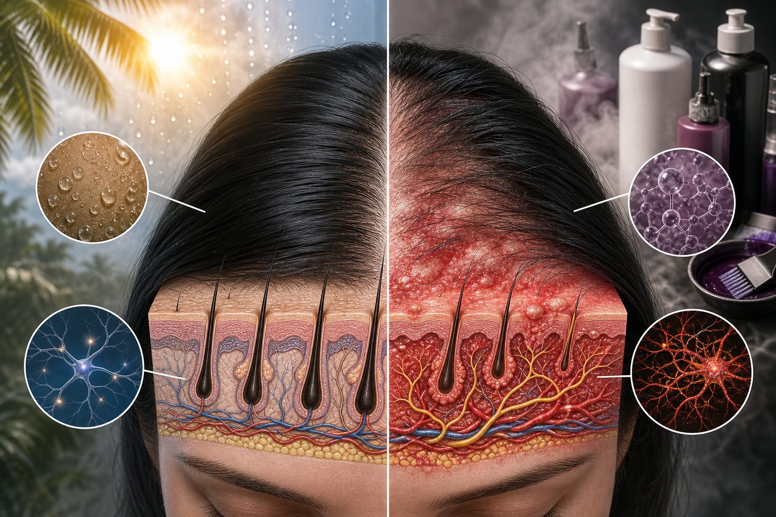 頭皮敏感主要原因，包括過度清潔、染燙、季節變化與生活壓力